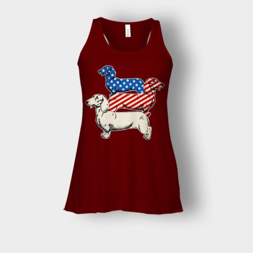 Dachshund-USA-Flag-4th-Of-July-Independence-Day-Patriot-Bella-Womens-Flowy-Tank-Maroon