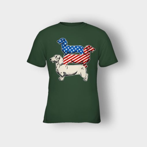Dachshund-USA-Flag-4th-Of-July-Independence-Day-Patriot-Kids-T-Shirt-Forest