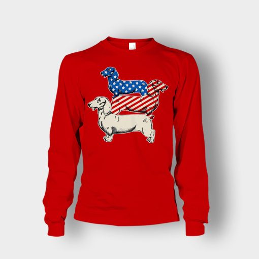 Dachshund-USA-Flag-4th-Of-July-Independence-Day-Patriot-Unisex-Long-Sleeve-Red