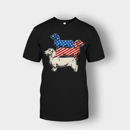 Dachshund-USA-Flag-4th-Of-July-Independence-Day-Patriot-Unisex-T-Shirt-Black