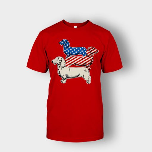 Dachshund-USA-Flag-4th-Of-July-Independence-Day-Patriot-Unisex-T-Shirt-Red
