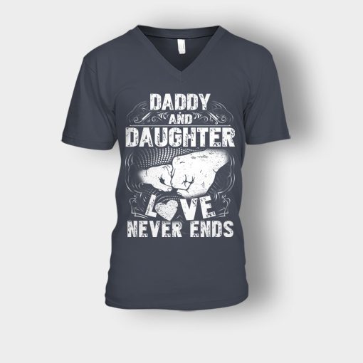 Daddy-And-Daughter-Love-Never-Ends-Fathers-Day-Daddy-Gifts-Idea-Unisex-V-Neck-T-Shirt-Dark-Heather