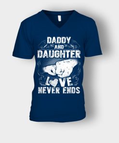 Daddy-And-Daughter-Love-Never-Ends-Fathers-Day-Daddy-Gifts-Idea-Unisex-V-Neck-T-Shirt-Navy
