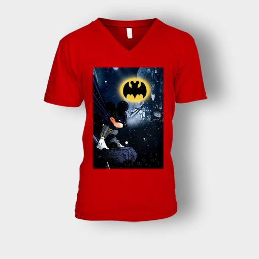 Dark-Knight-Disney-Mickey-Inspired-Unisex-V-Neck-T-Shirt-Red