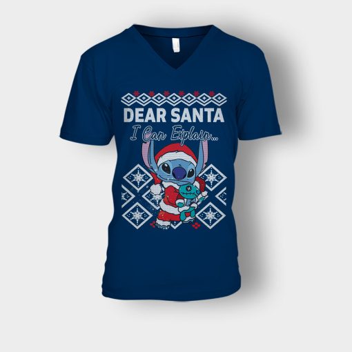 Dear-Santa-I-Can-Explain-Disney-Lilo-And-Stitch-Unisex-V-Neck-T-Shirt-Navy