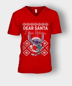 Dear-Santa-I-Can-Explain-Disney-Lilo-And-Stitch-Unisex-V-Neck-T-Shirt-Red