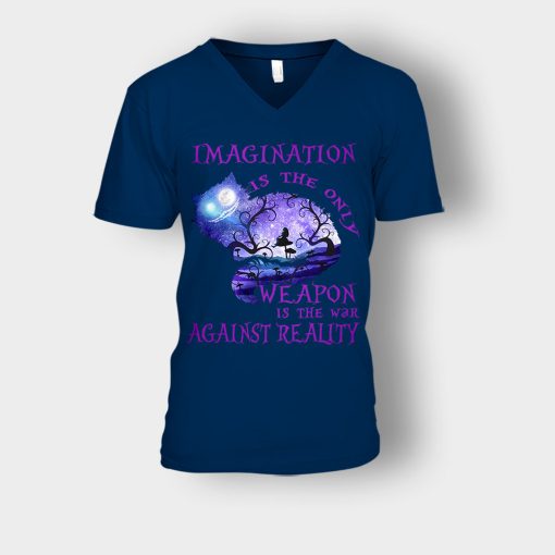 Disney-Alice-in-Wonderland-Imagination-Is-The-Only-Unisex-V-Neck-T-Shirt-Navy