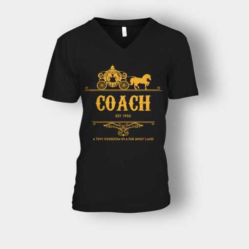 Disney-Coach-Cindrella-Est-Unisex-V-Neck-T-Shirt-Black