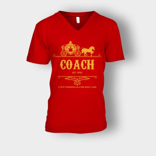 Disney-Coach-Cindrella-Est-Unisex-V-Neck-T-Shirt-Red