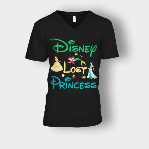 Disney-Lost-Princess-Unisex-V-Neck-T-Shirt-Black