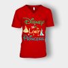 Disney-Lost-Princess-Unisex-V-Neck-T-Shirt-Red
