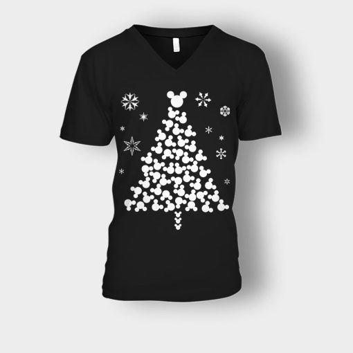 Disney-Mickey-Christmas-Tree-Unisex-V-Neck-T-Shirt-Black