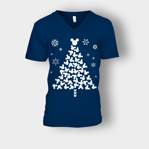 Disney-Mickey-Christmas-Tree-Unisex-V-Neck-T-Shirt-Navy