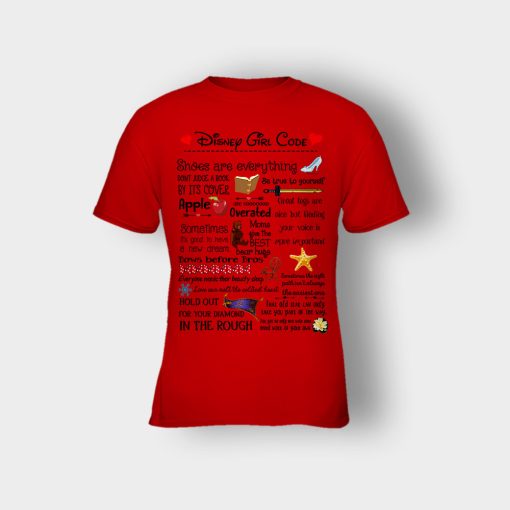 Disney-Princess-Girl-Code-Kids-T-Shirt-Red