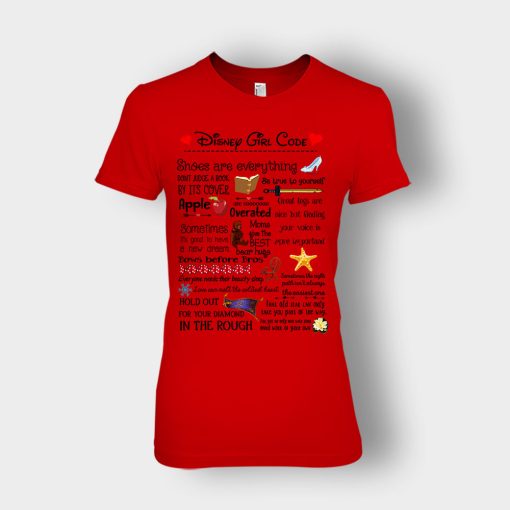 Disney-Princess-Girl-Code-Ladies-T-Shirt-Red