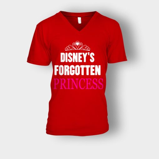 Disneys-Forgotten-Princess-Unisex-V-Neck-T-Shirt-Red