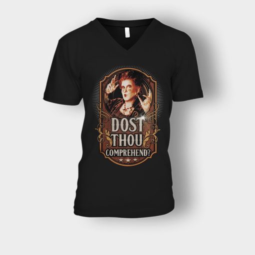 Dost-Thou-Comprehend-Disney-Hocus-Pocus-Unisex-V-Neck-T-Shirt-Black