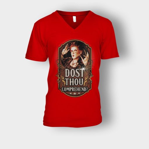 Dost-Thou-Comprehend-Disney-Hocus-Pocus-Unisex-V-Neck-T-Shirt-Red