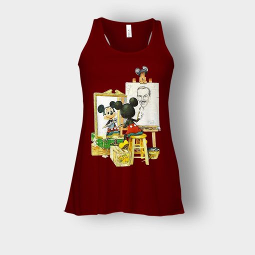 Drawing-Walt-Disney-Mickey-Inspired-Bella-Womens-Flowy-Tank-Maroon