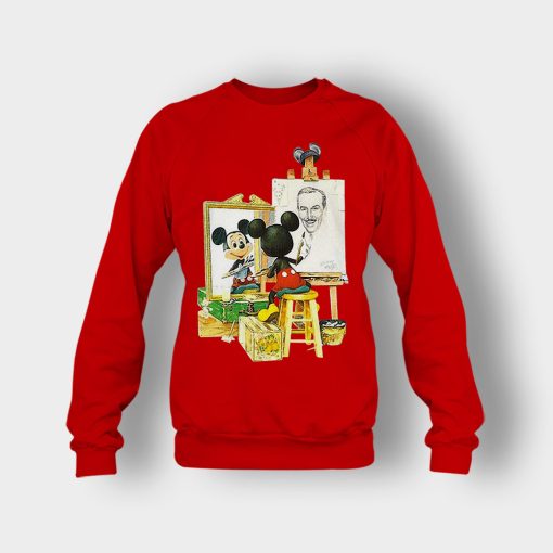 Drawing-Walt-Disney-Mickey-Inspired-Crewneck-Sweatshirt-Red