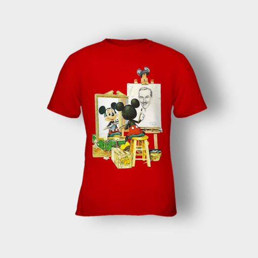 Drawing-Walt-Disney-Mickey-Inspired-Kids-T-Shirt-Red