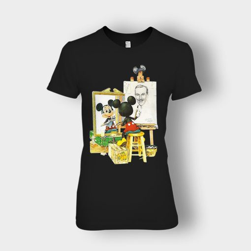 Drawing-Walt-Disney-Mickey-Inspired-Ladies-T-Shirt-Black