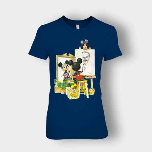 Drawing-Walt-Disney-Mickey-Inspired-Ladies-T-Shirt-Navy