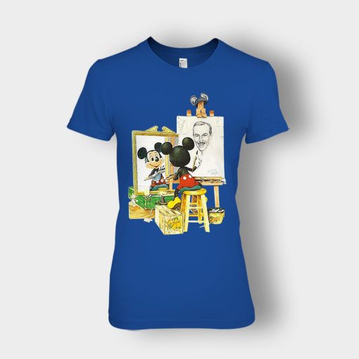 Drawing-Walt-Disney-Mickey-Inspired-Ladies-T-Shirt-Royal