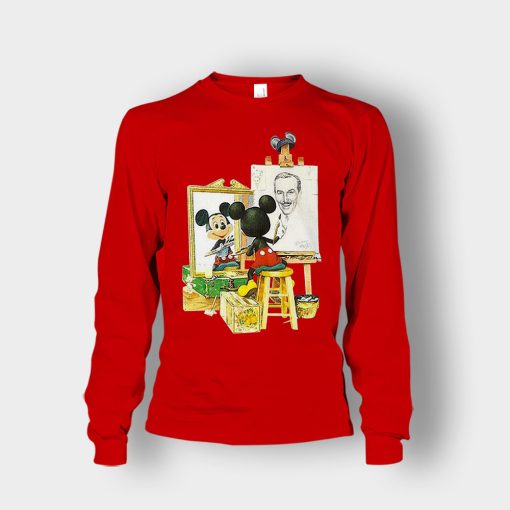 Drawing-Walt-Disney-Mickey-Inspired-Unisex-Long-Sleeve-Red