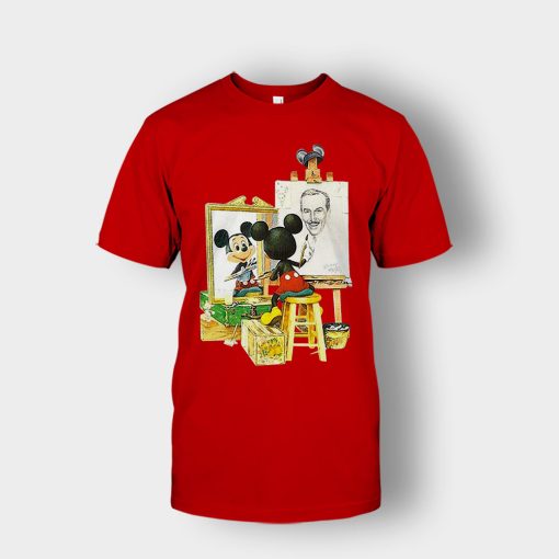Drawing-Walt-Disney-Mickey-Inspired-Unisex-T-Shirt-Red