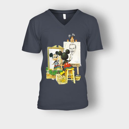 Drawing-Walt-Disney-Mickey-Inspired-Unisex-V-Neck-T-Shirt-Dark-Heather