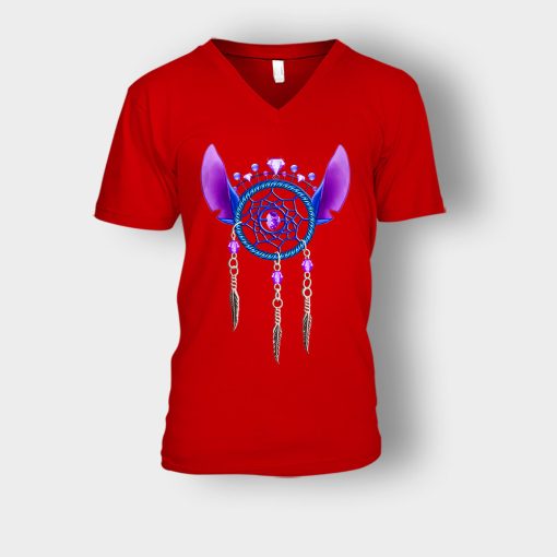 Dreamcatcher-Disney-Lilo-And-Stitch-Unisex-V-Neck-T-Shirt-Red