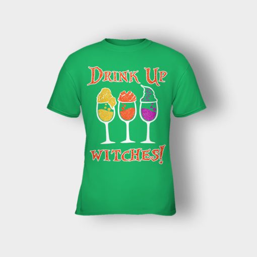 Drink-Up-Witches-Hocus-Pocus-Glitter-Kids-T-Shirt-Irish-Green