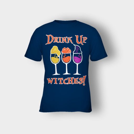 Drink-Up-Witches-Hocus-Pocus-Glitter-Kids-T-Shirt-Navy