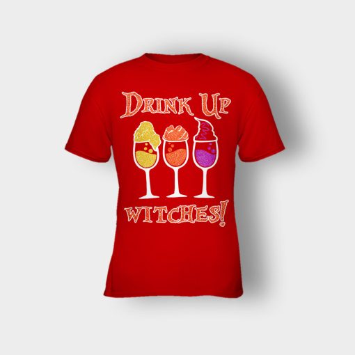 Drink-Up-Witches-Hocus-Pocus-Glitter-Kids-T-Shirt-Red