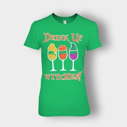 Drink-Up-Witches-Hocus-Pocus-Glitter-Ladies-T-Shirt-Irish-Green