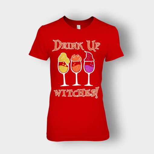Drink-Up-Witches-Hocus-Pocus-Glitter-Ladies-T-Shirt-Red