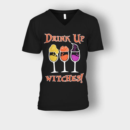 Drink-Up-Witches-Hocus-Pocus-Glitter-Unisex-V-Neck-T-Shirt-Black