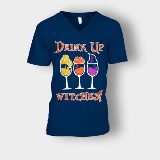Drink-Up-Witches-Hocus-Pocus-Glitter-Unisex-V-Neck-T-Shirt-Navy