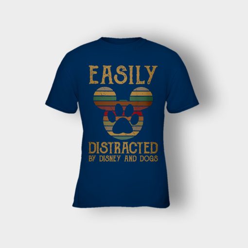 Easily-Distracted-By-Dogs-And-Disney-Mickey-Inspired-Kids-T-Shirt-Navy