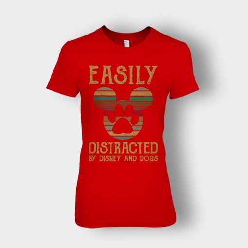 Easily-Distracted-By-Dogs-And-Disney-Mickey-Inspired-Ladies-T-Shirt-Red