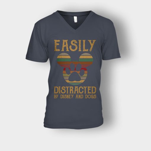 Easily-Distracted-By-Dogs-And-Disney-Mickey-Inspired-Unisex-V-Neck-T-Shirt-Dark-Heather