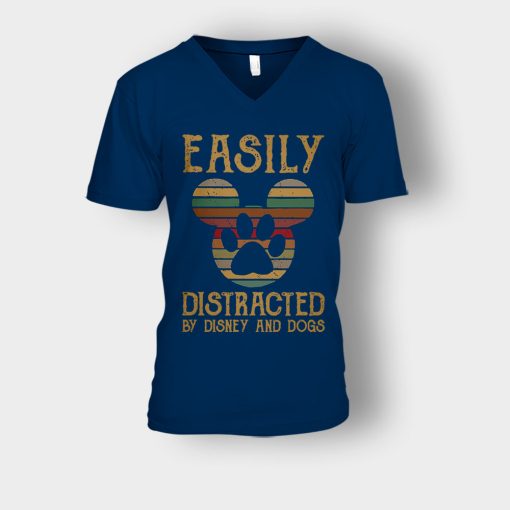 Easily-Distracted-By-Dogs-And-Disney-Mickey-Inspired-Unisex-V-Neck-T-Shirt-Navy