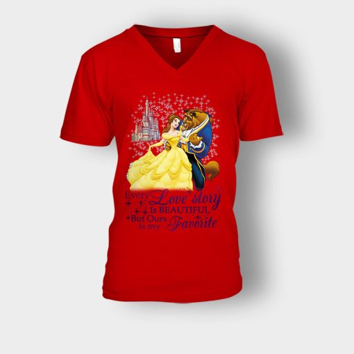 Every-Love-Story-Disney-Beauty-And-The-Beast-Unisex-V-Neck-T-Shirt-Red