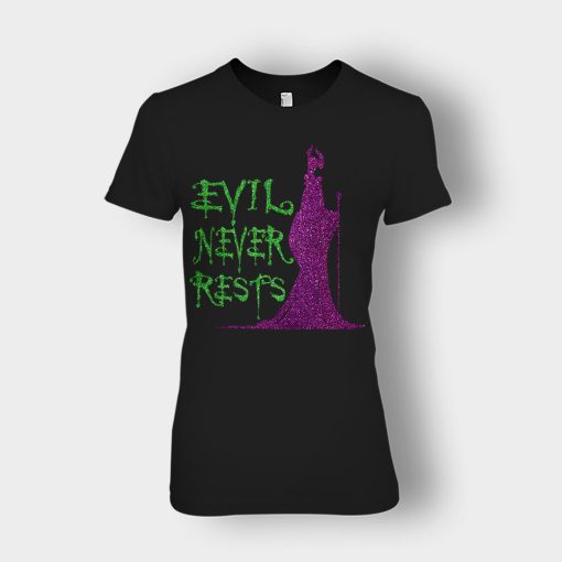 Evil-Never-Rests-Glitter-Disney-Maleficient-Inspired-Ladies-T-Shirt-Black