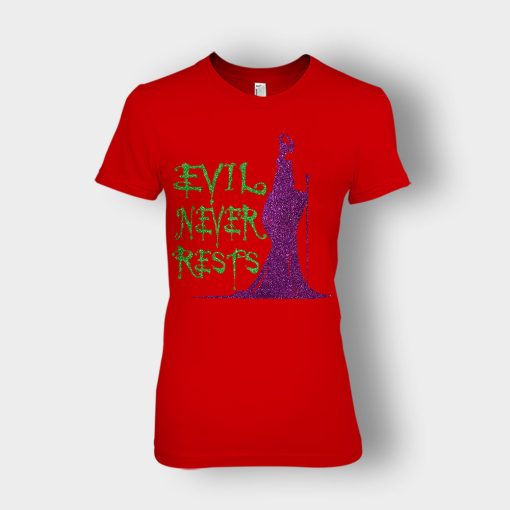 Evil-Never-Rests-Glitter-Disney-Maleficient-Inspired-Ladies-T-Shirt-Red