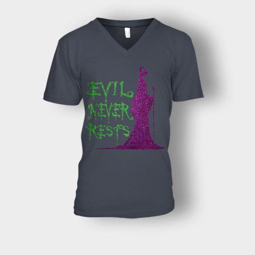 Evil-Never-Rests-Glitter-Disney-Maleficient-Inspired-Unisex-V-Neck-T-Shirt-Dark-Heather