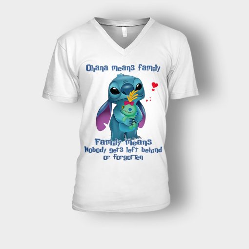 Family-Means-Nobody-Get-Left-Behind-Disney-Lilo-And-Stitch-Unisex-V-Neck-T-Shirt-White