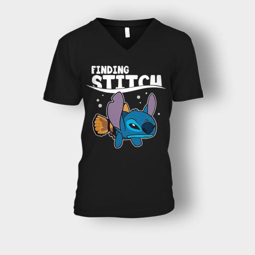 Finding-Stitch-Disney-Lilo-And-Stitch-Unisex-V-Neck-T-Shirt-Black