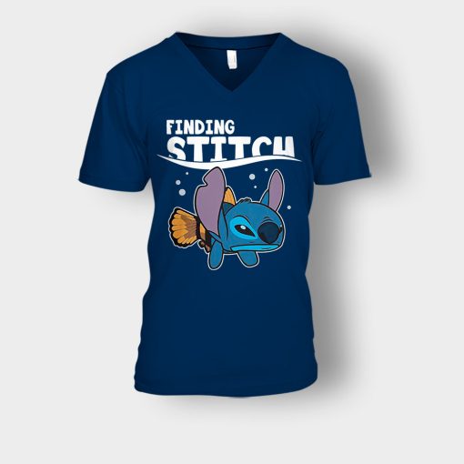 Finding-Stitch-Disney-Lilo-And-Stitch-Unisex-V-Neck-T-Shirt-Navy